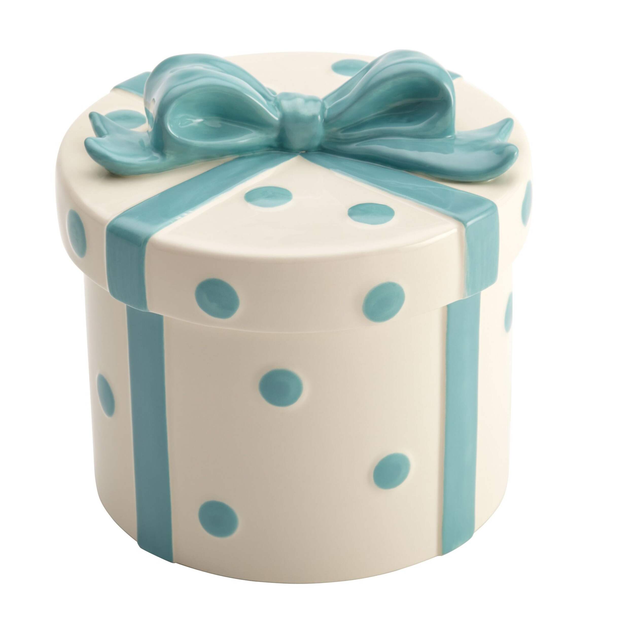 Cake Boss White & Blue Ribbon Cookie Jar Front_Elevated