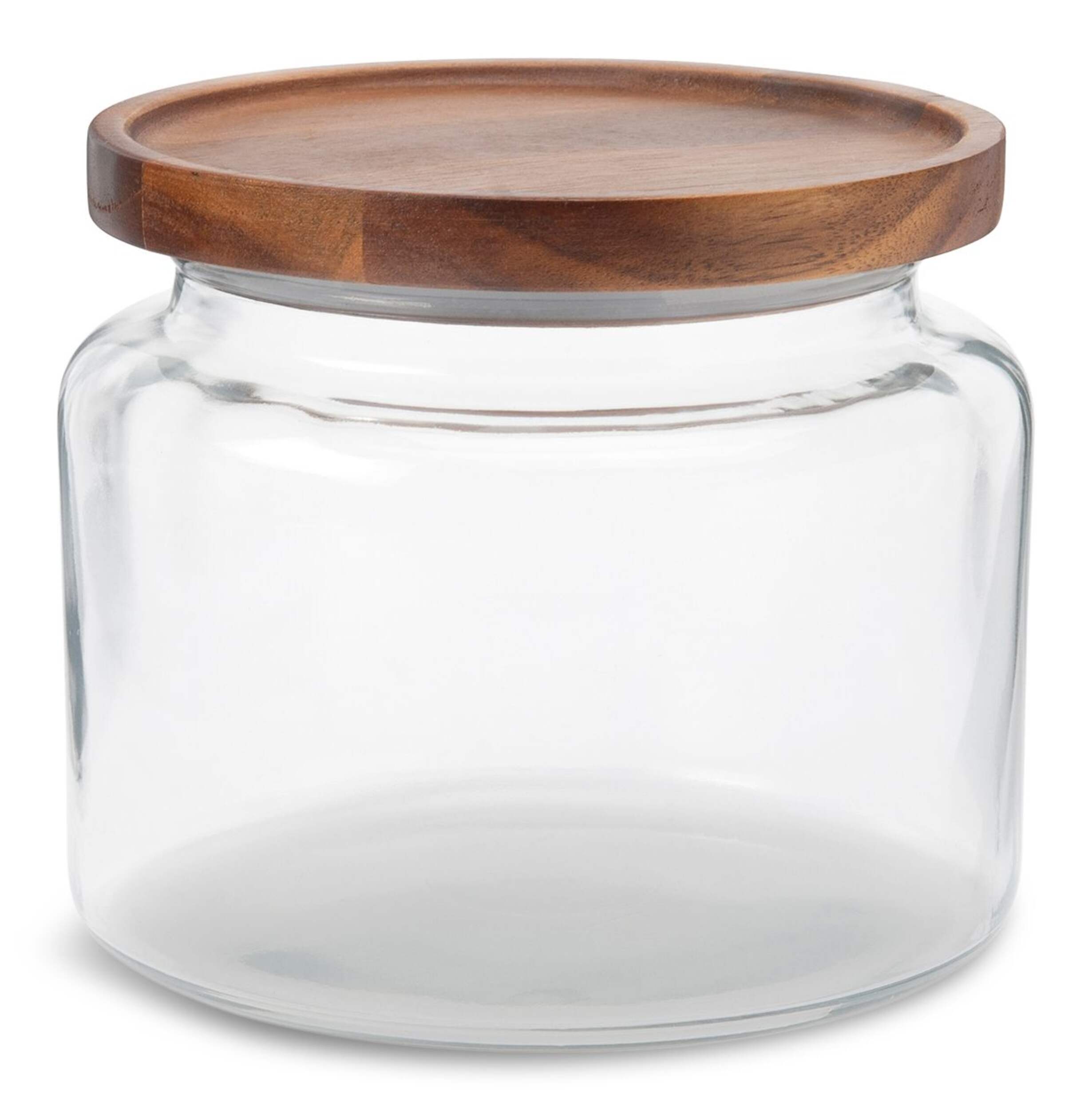 Anchor Hocking Montana® Wide Mouth Glass Storage Jar with Acacia Lid, Clear, 64-oz Front_Elevated