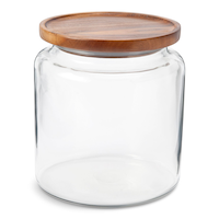 Anchor Hocking Montana® Wide Mouth Glass Storage Jar with Acacia Lid, Clear, 96-oz Front_Elevated