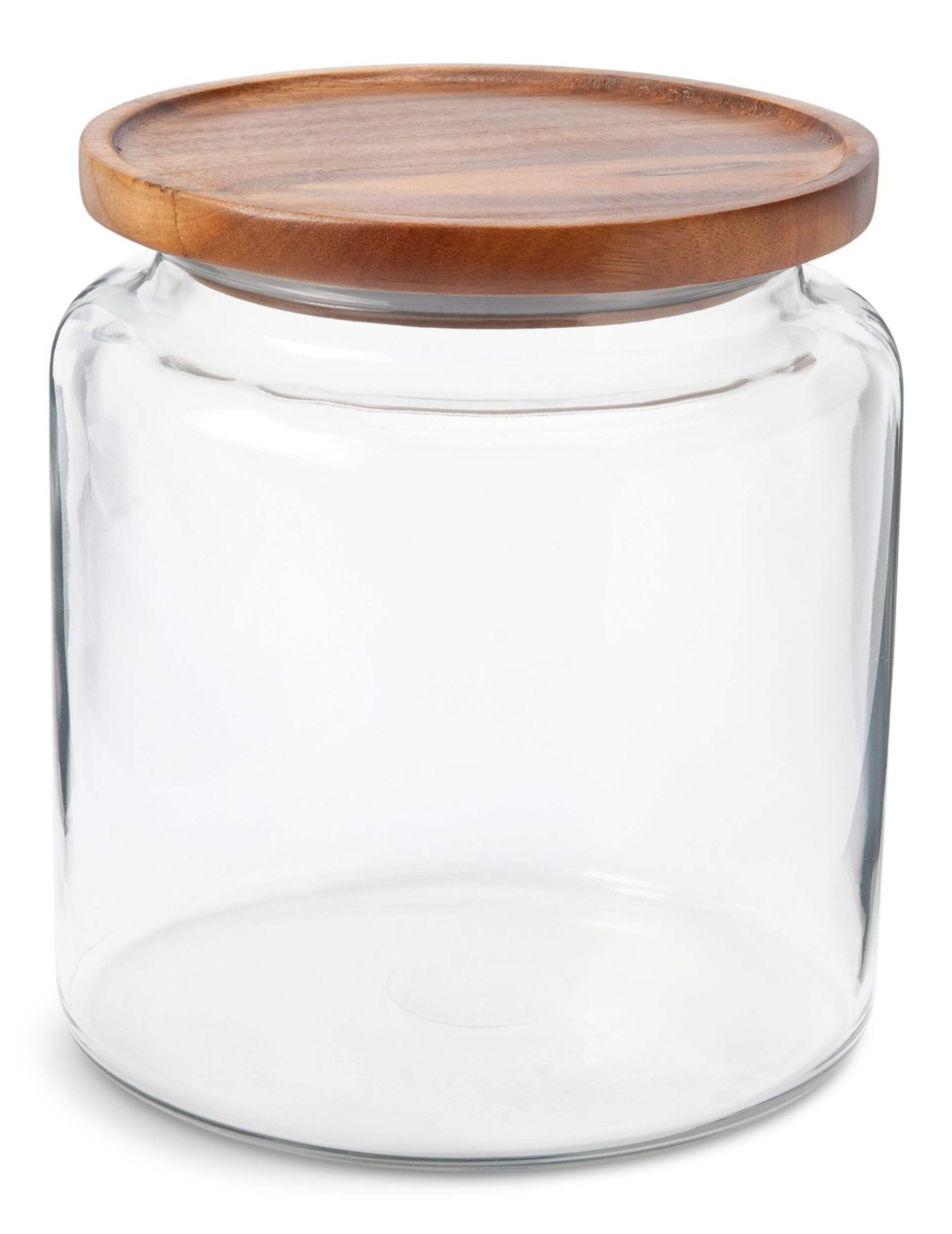 Anchor Hocking Montana® Wide Mouth Glass Storage Jar with Acacia Lid, Clear, 96-oz Front_Elevated