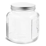 Anchor Hocking Cracker Glass Food Storage Jar with Silver Lid, Clear & Durable Glass, 2-qt Front_Elevated