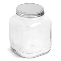 Anchor Hocking Cracker Glass Storage Jar with Silver Lid, Clear & Durable Glass, 1-Gal Front_Elevated