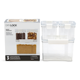 Drylock Clear Plastic Pantry Food Storage Container with Airtight Seal, 3 Count Composite_or_Mixed