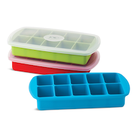 Joie Silicone Flexible Easy-Release 10-Slot Ice Cube Tray with Spillproof Lid