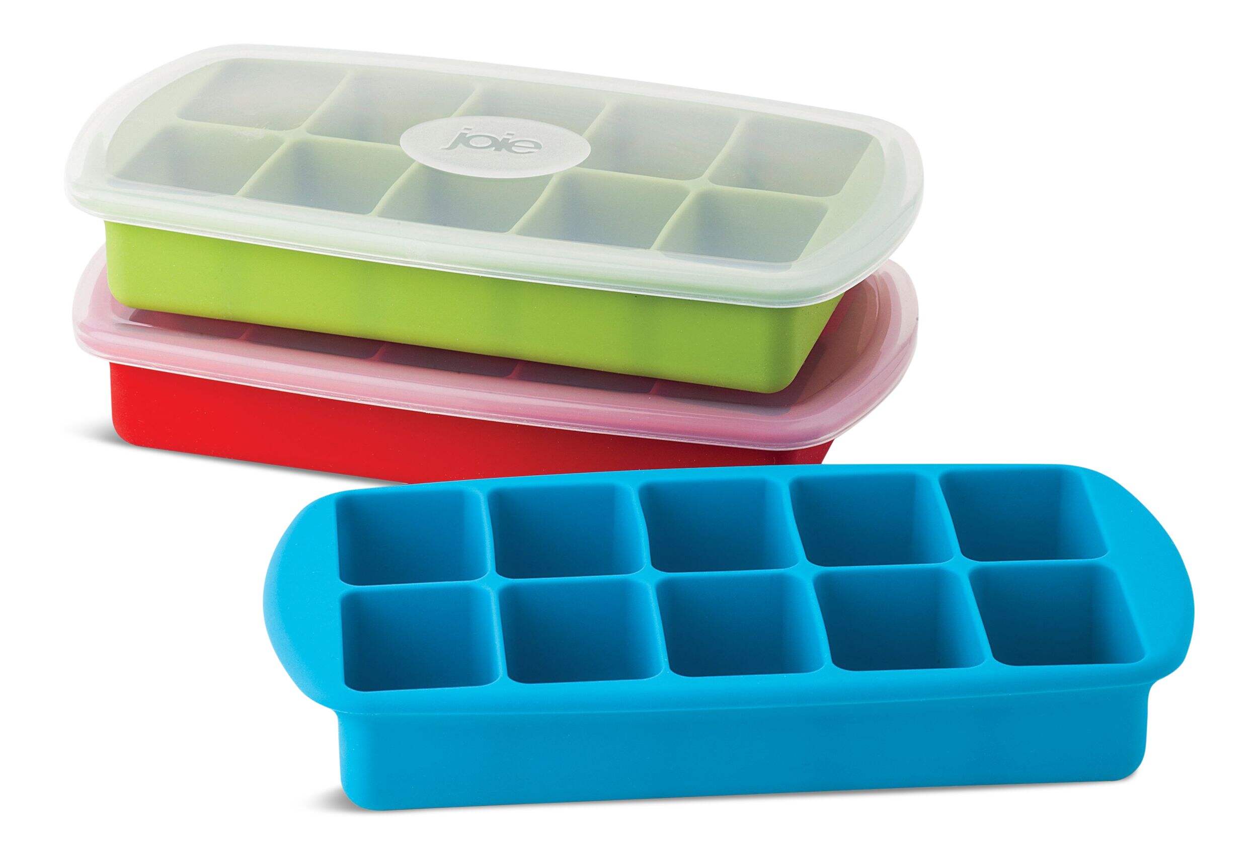 Joie Silicone Flexible Easy-Release 10-Slot Ice Cube Tray with Spillproof Lid Composite_or_Mixed