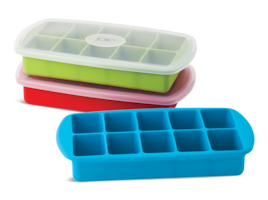 Silicone Ice Cube Tray with No-Spill Steel Rim - 2 Inch Cubes, 8-Cube