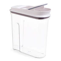 OXO POP Clear Plastic Cereal Dispenser with Airtight Seal, Space-efficient, 3.2-L Front_Three_Fourths_Angled_Right
