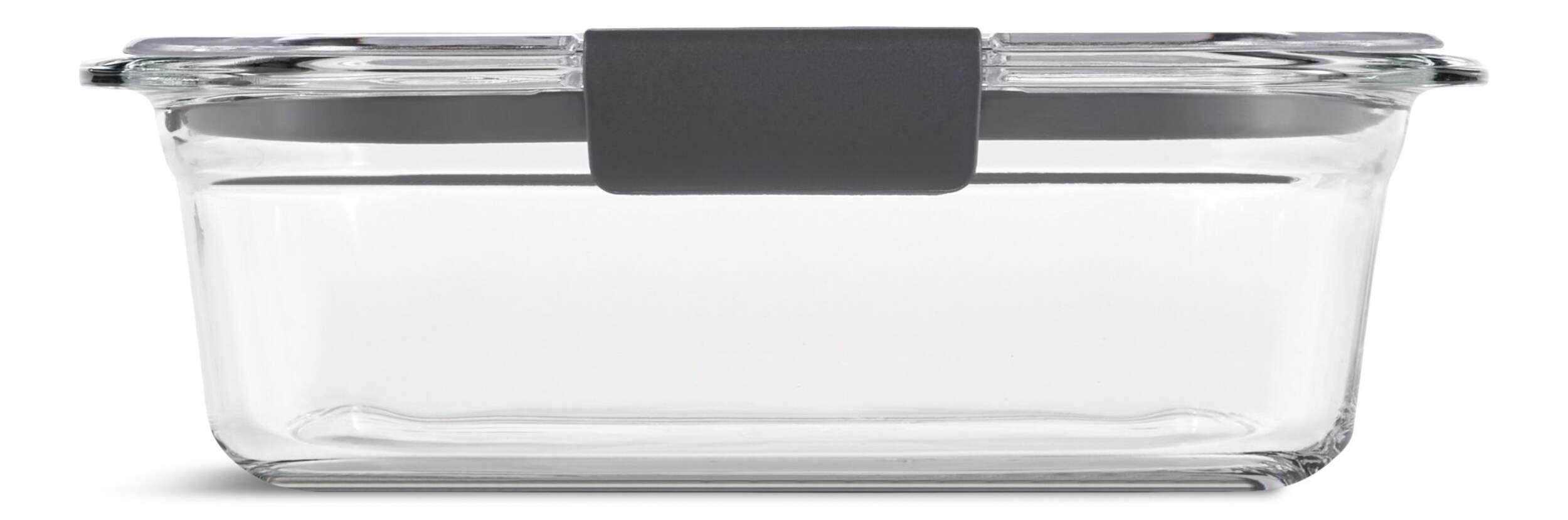 Rubbermaid Brilliance™ Rectangular Clear Glass Leak-Proof Food Storage Container with Airtight Seal, 757-mL Front_Flat