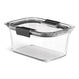 Rubbermaid Brilliance™ Rectangular Glass Leak-Proof Food Storage Container with Airtight Seal, 1.1-L Front_Three_Fourths_Angled_Left