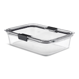 Rubbermaid Brilliance™ Rectangular Glass Leak-Proof Food Storage Container with Airtight Seal, 1.9-L Front_Angled_Left
