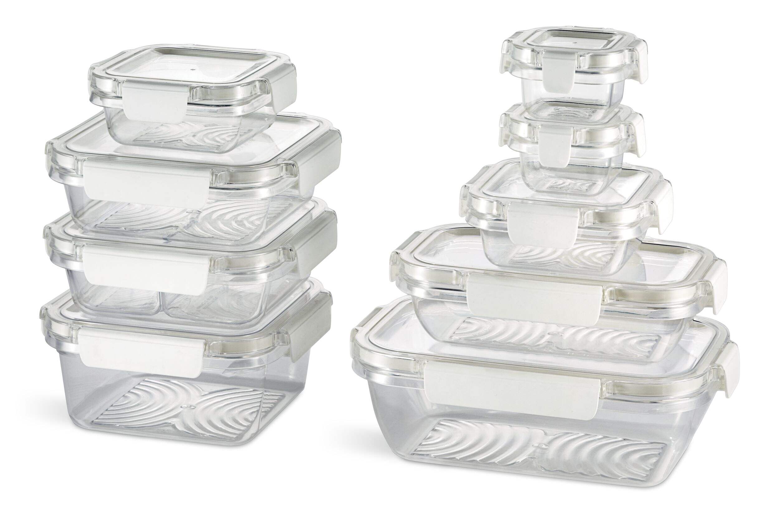 Vida by PADERNO Clear Food Storage Container Set with Leakproof Seal, 9 Count Front_Angled_Left