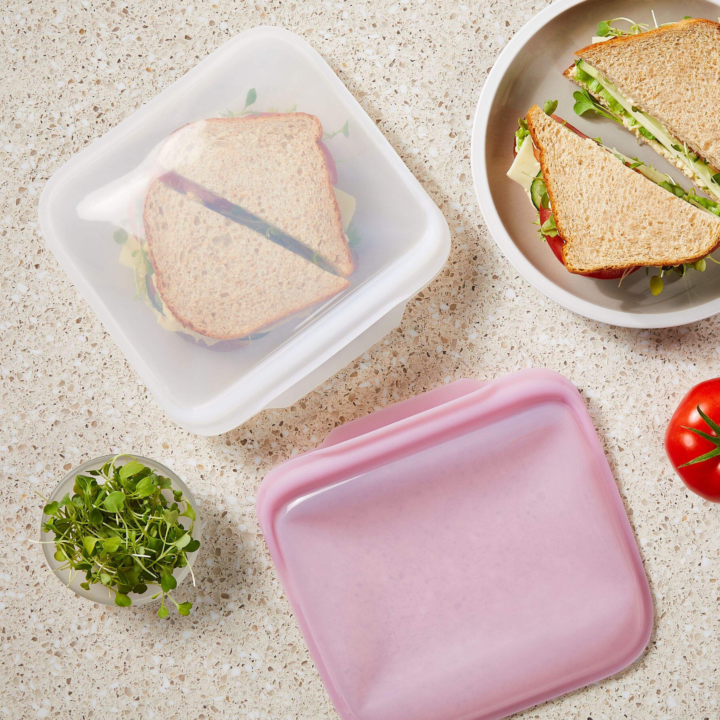 Vida By PADERNO Reusable Food Grade Silicone Sandwich Bag Overhead_Flat
