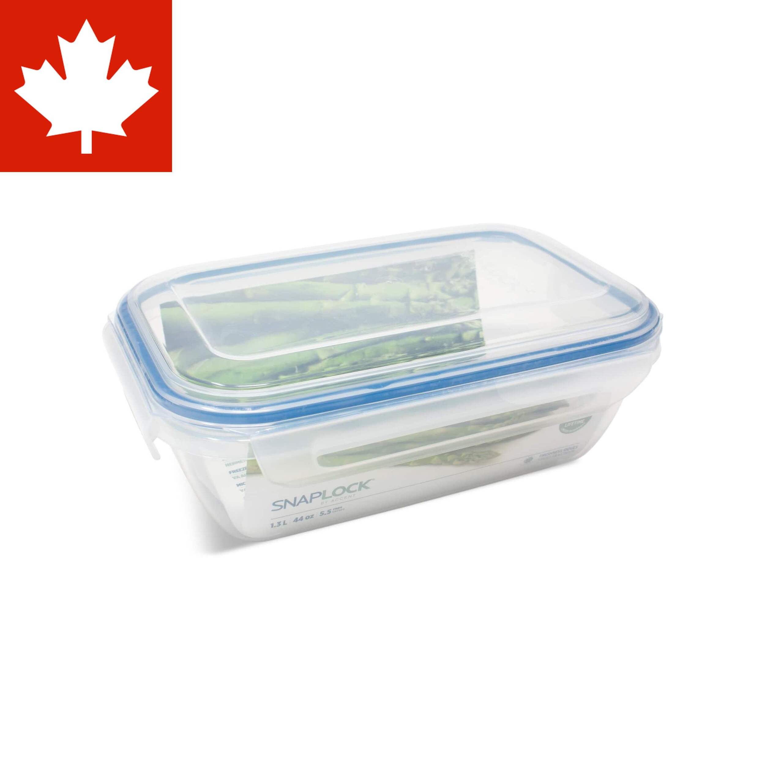 Snaplock Clear Rectangular Clear Food Storage Container with Leakproof Lid, Nestable, 1.3-L Front_Angled_Right