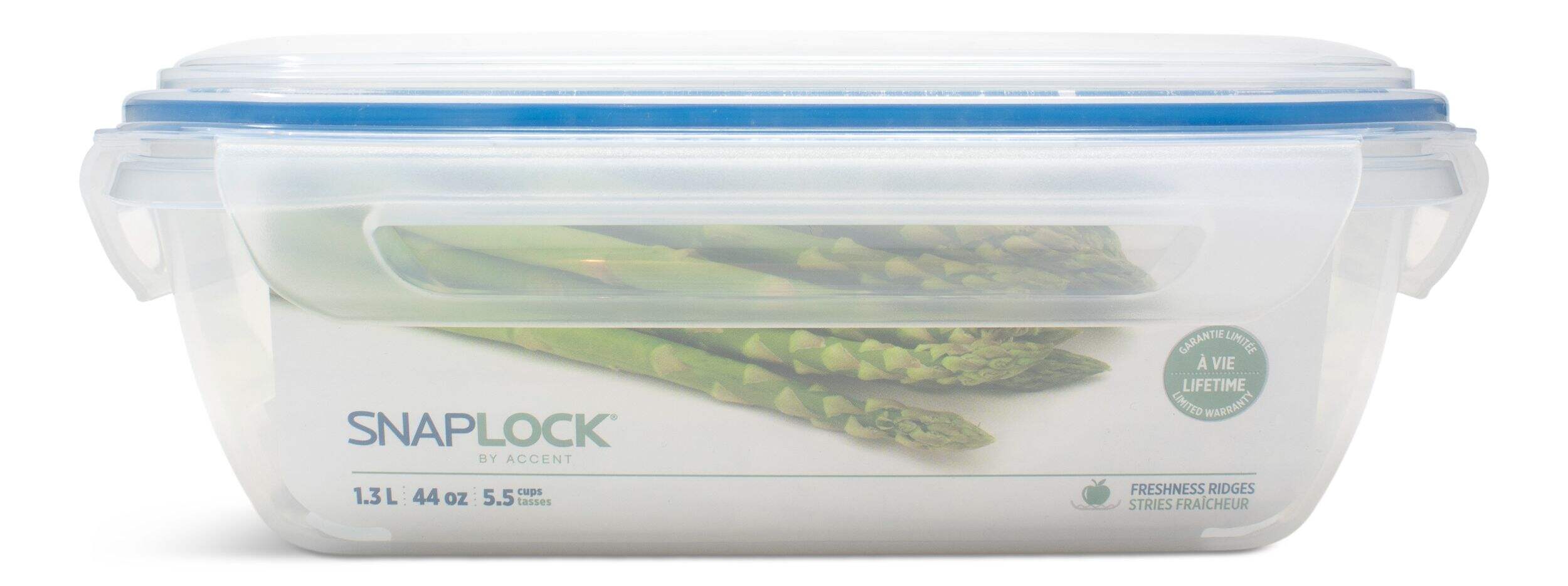 Snaplock Clear Rectangular Clear Food Storage Container with Leakproof Lid, Nestable, 1.3-L Front_Flat