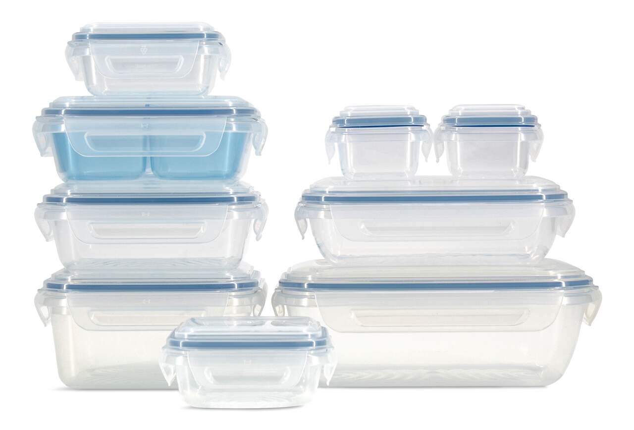 Snaplock Clear Food Storage Container Set with Airtight & Leakproof Seal,  Nestable, 20-pc