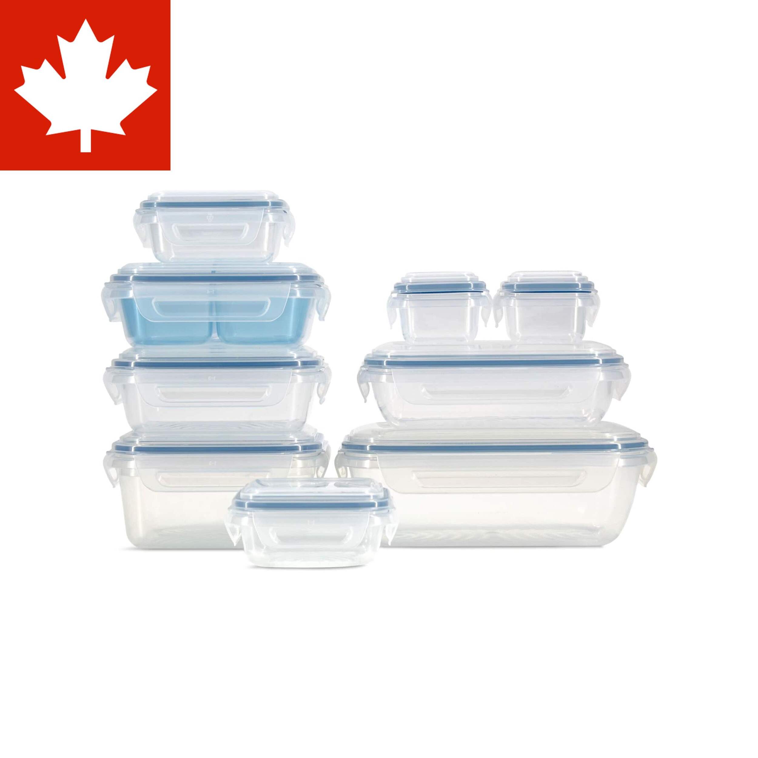 Snaplock Food Storage Container Set with Airtight & Leakproof Seal, Nestable, 9 Count Front_Flat