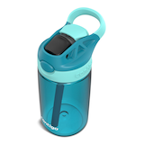 Contigo Aubrey Kids' Water Bottle with AUTOSPOUT® Lid & Straw, Juniper/Jade, 14-oz Front_Three_Fourths_Angled_Left