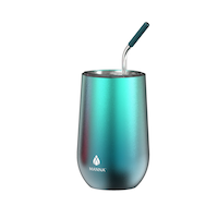 Manna BPA-Free Stainless Steel Double Wall Insulated Wine Tumbler with Straw, 16-oz Front_Three_Fourths_Angled_Left