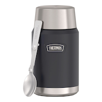 Thermos® Stainless Steel Vacuum Insulated Food Jar with Spoon, Black/Blue, 710 mL (24 oz)