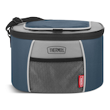 Thermos Soft Cooler with Shoulder Strap, PVC-Free, 6-Can Capacity, Blue Front_Elevated