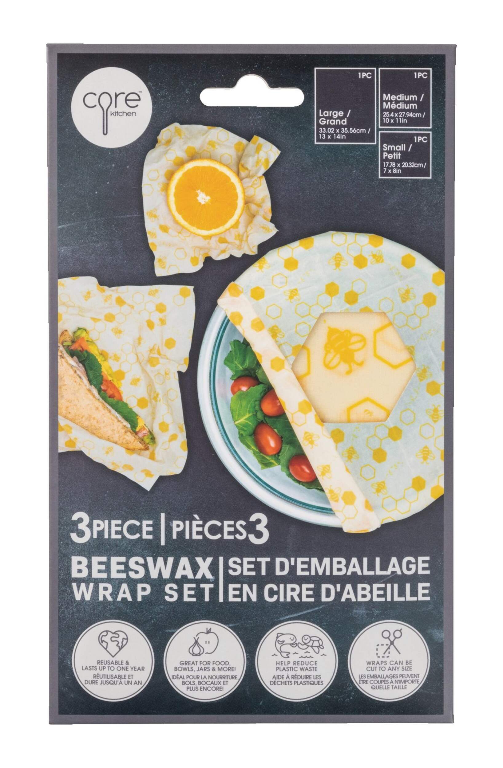 Core Home Beeswax Food Storage Wrap, 3-pk Front_Flat