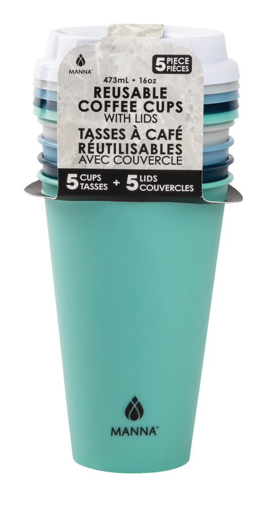 Manna Reusable Coffee Cups with Lids, 5pk Canadian Tire
