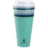 Manna Reusable Plastic Coffee Cups with Lids, 473-mL, 5-pk Front_Elevated