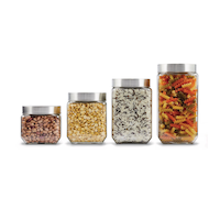 MASTER Chef Glass Food Storage Container Set with Airtight Lid, 4 Count Front_Flat