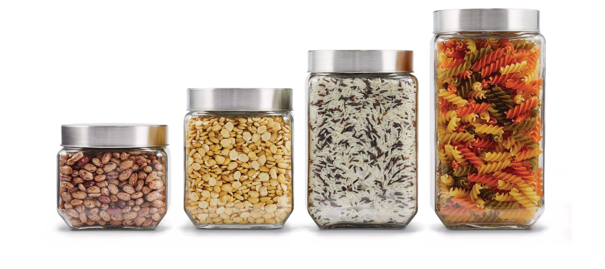 MASTER Chef Glass Food Storage Container Set with Airtight Lid, 4 Count Front_Flat