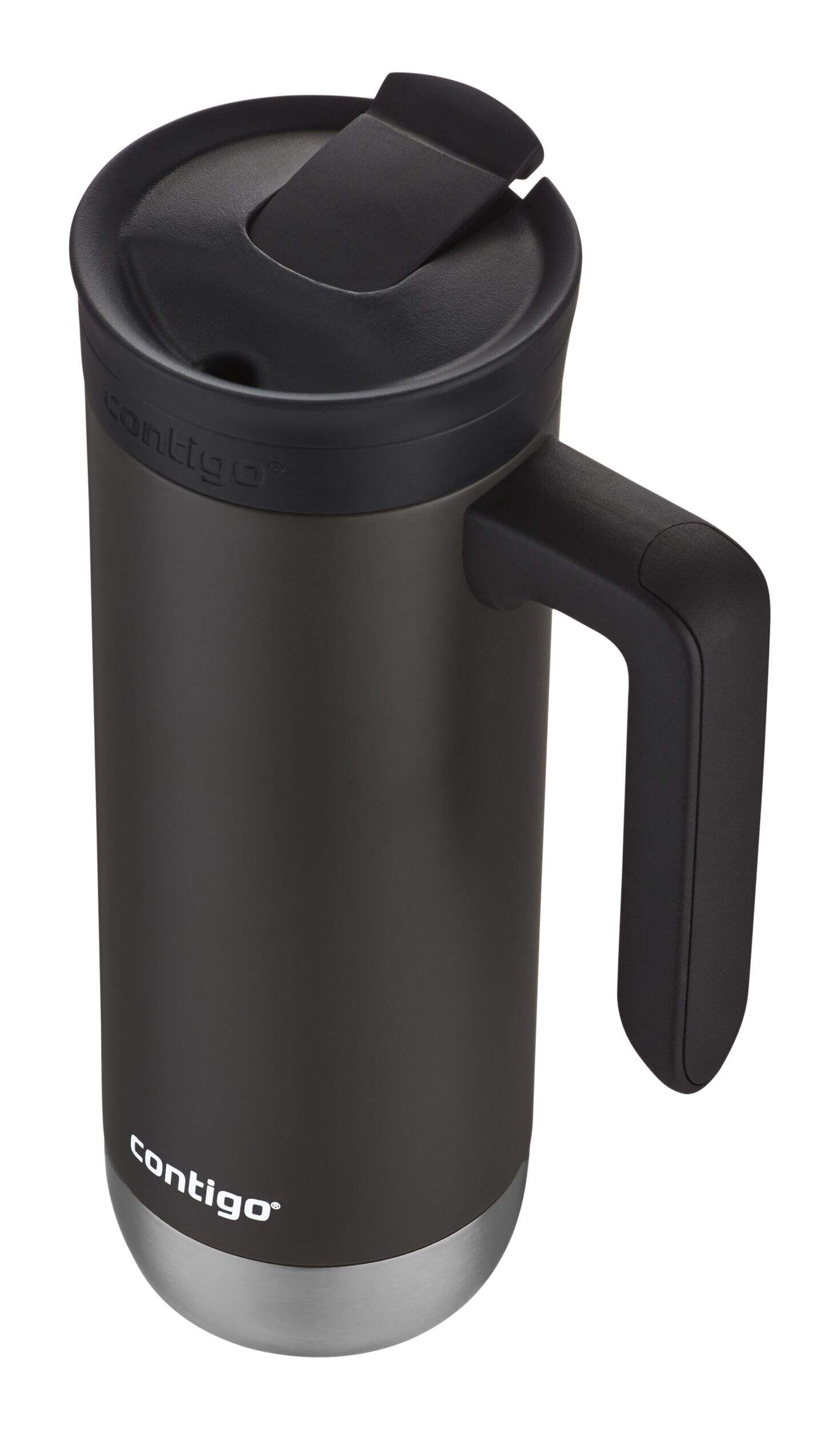 Tasse de voyage isotherme en acier inoxydable Contigo avec poignée et couvercle, gris, 20 oz Front_Angled_Left