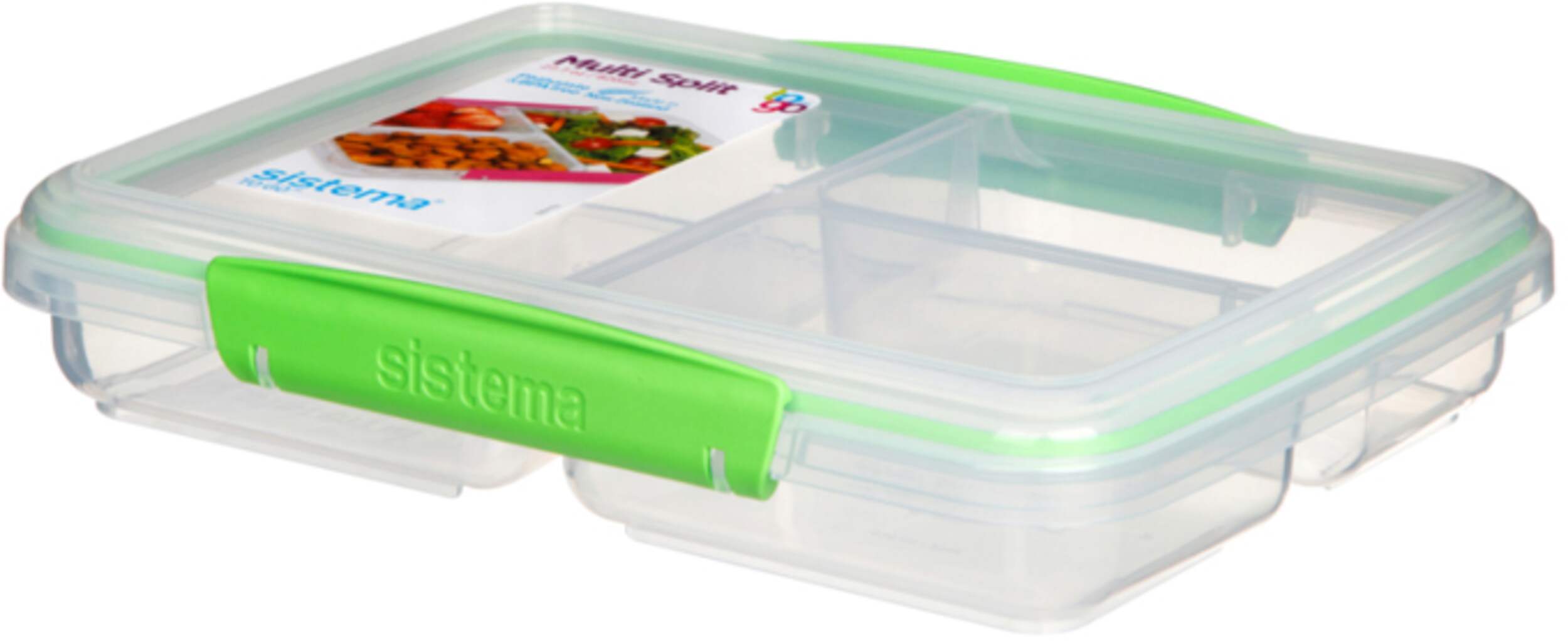 Sistema Multi Split Meal and Food Container with Dividers and Clips, 820 ml (27.7 oz) Front_Angled_Left
