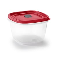 Rubbermaid Press & Lock Food Storage Container, Leak-Proof Lid, BPA-Free, 1.6 L (7 Cup) Front_Three_Fourths_Angled_Right