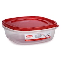 Rubbermaid Press & Lock Food Storage Container with Leak-Proof Lid, BPA-Free, 2.1 L Front_Three_Fourths_Angled_Right