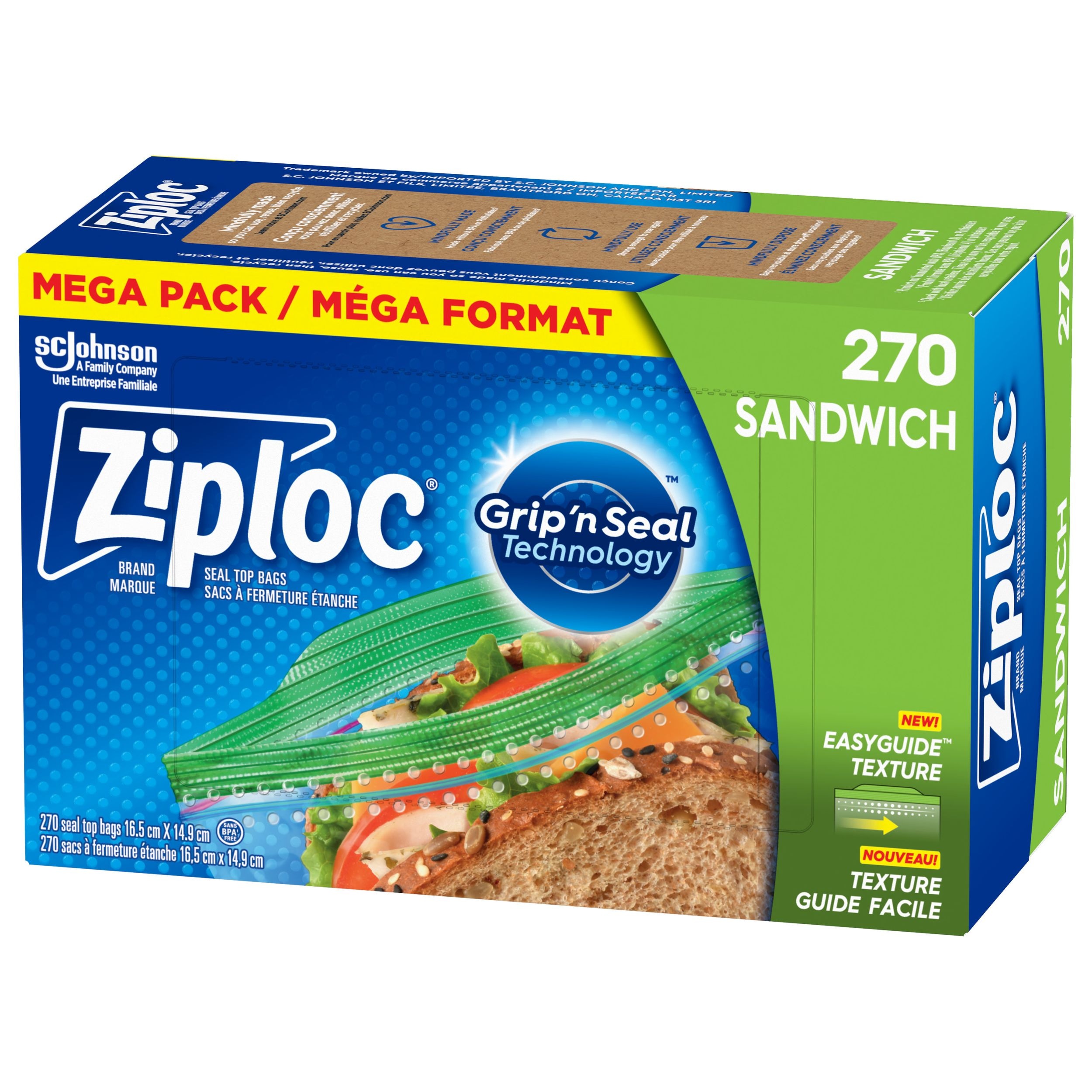 Ziploc Snack Plastic Sandwich Bags Mega Pack, 670mL, 270pk Canadian