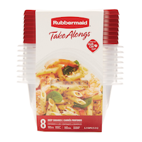 Rubbermaid Take Alongs Deep Plastic Food Storage Containers with Lids, 1.2 L (5.2 Cup), 8 Count Front_Flat