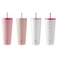 The Bird's Papaya x Manna "Sip Me Baby" Double Wall Insulated Stainless Steel Tumbler with Straw, 24-oz Front_Flat