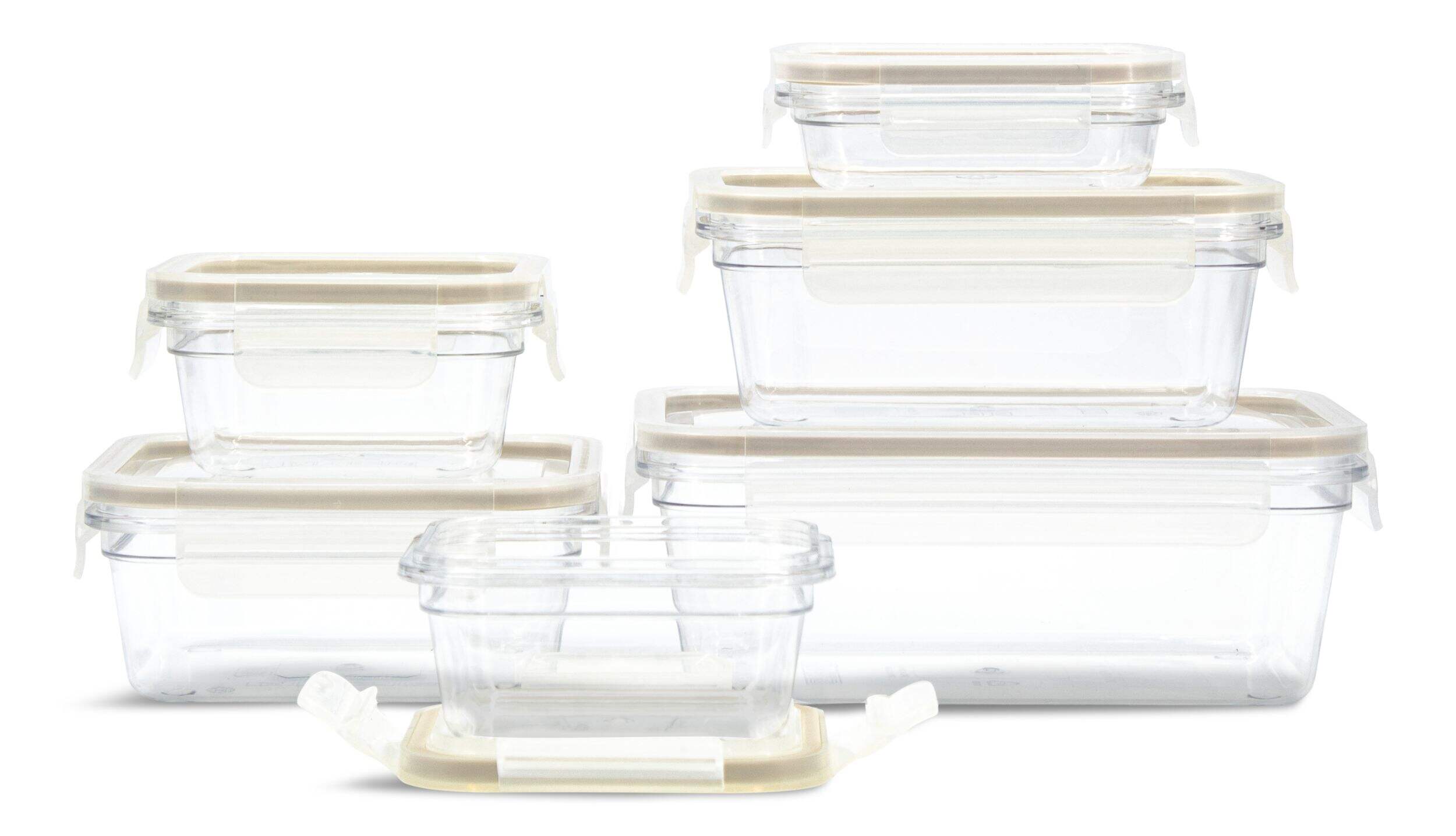 Clearlock Clear Clip Lid Food Storage Container Set with Tritan™ Base, Nestable, 6 Count Front_Flat