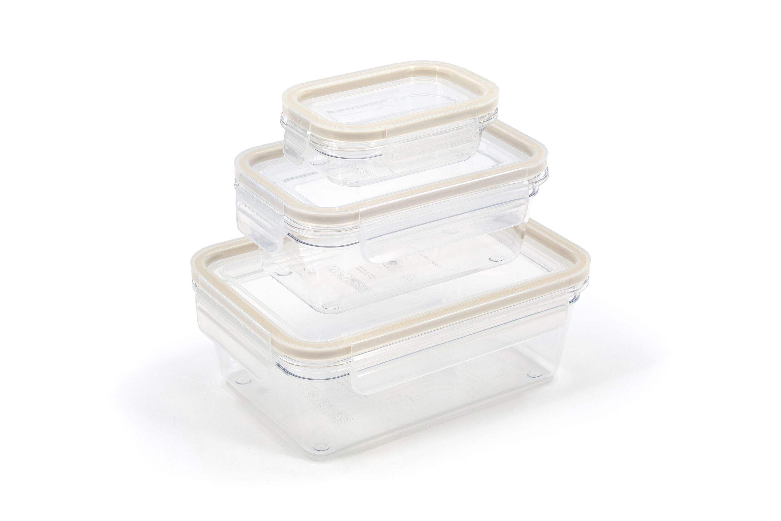 Clearlock Clear Food Storage Container Set with Tritan™ Base and Lids, Nestable, 3 Count Front_Angled_Right