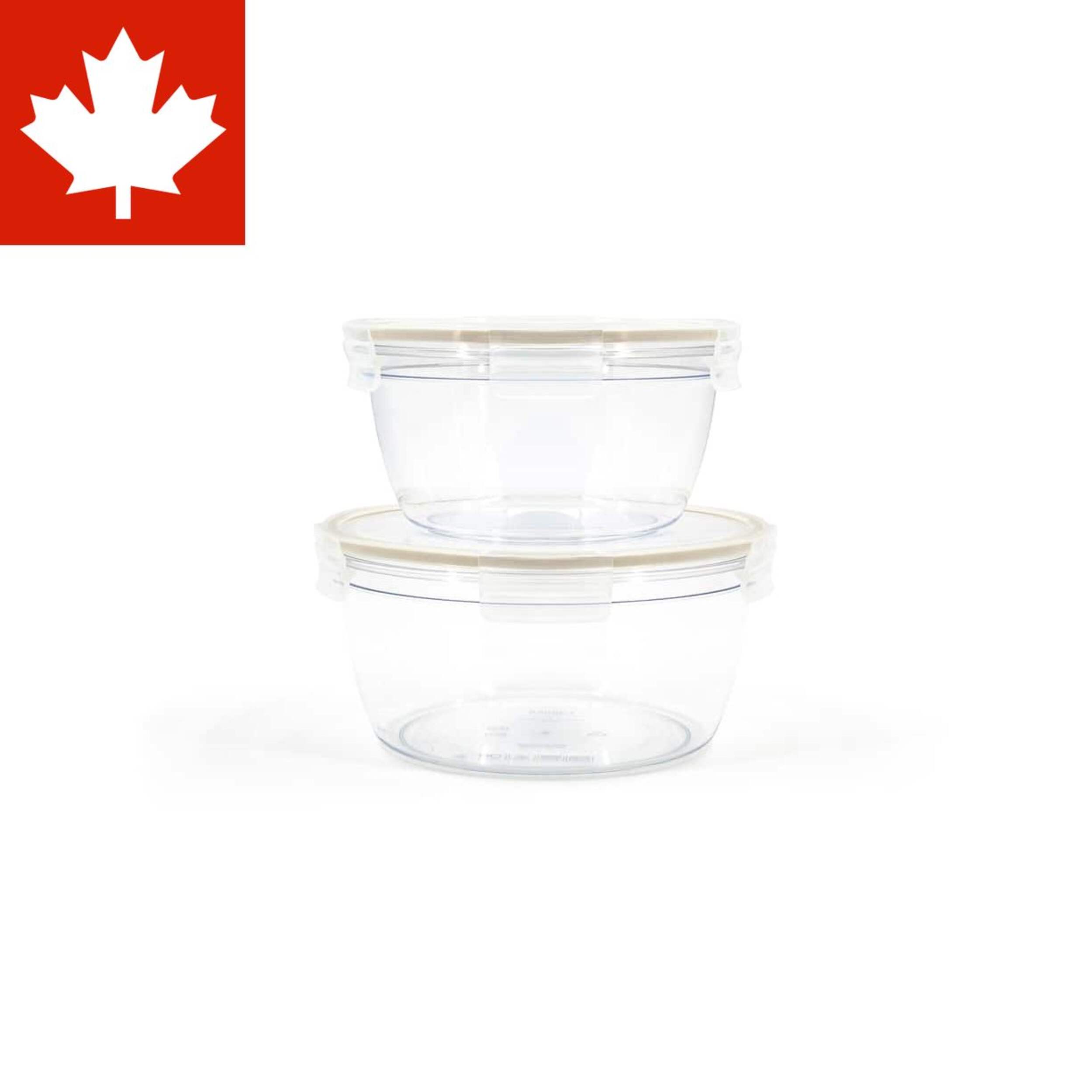 Clearlock Round Food Storage Container and Lid Set with Tritan™ Base, Nestable, 4 Count Front_Flat