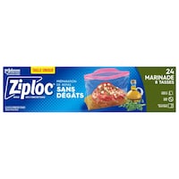 Sacs tout usage en plastique Ziploc pour marinade, sans dégât, 8 tasses, paq. 24 Front_Flat