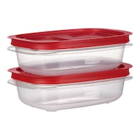 Rubbermaid Easy Store Plastic Food Storage Container Set, Microwave and Freezer Safe, 4-pc Front_Angled_Right