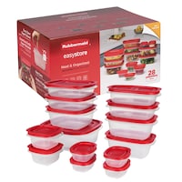Rubbermaid Easy Store Rectangular Plastic Food Storage Container Set, Microwave and Freezer Safe, 28-pc Composite_or_Mixed