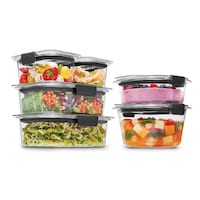 Rubbermaid Brilliance Stainshield Mixed Plastic Food Storage Container, 12-pc Front_Angled_Right
