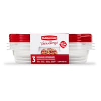 Rubbermaid TakeAlong Rectangle Plastic Food Storage Container Set with Quik Clik Seal Lid, 6-pc Front_Flat