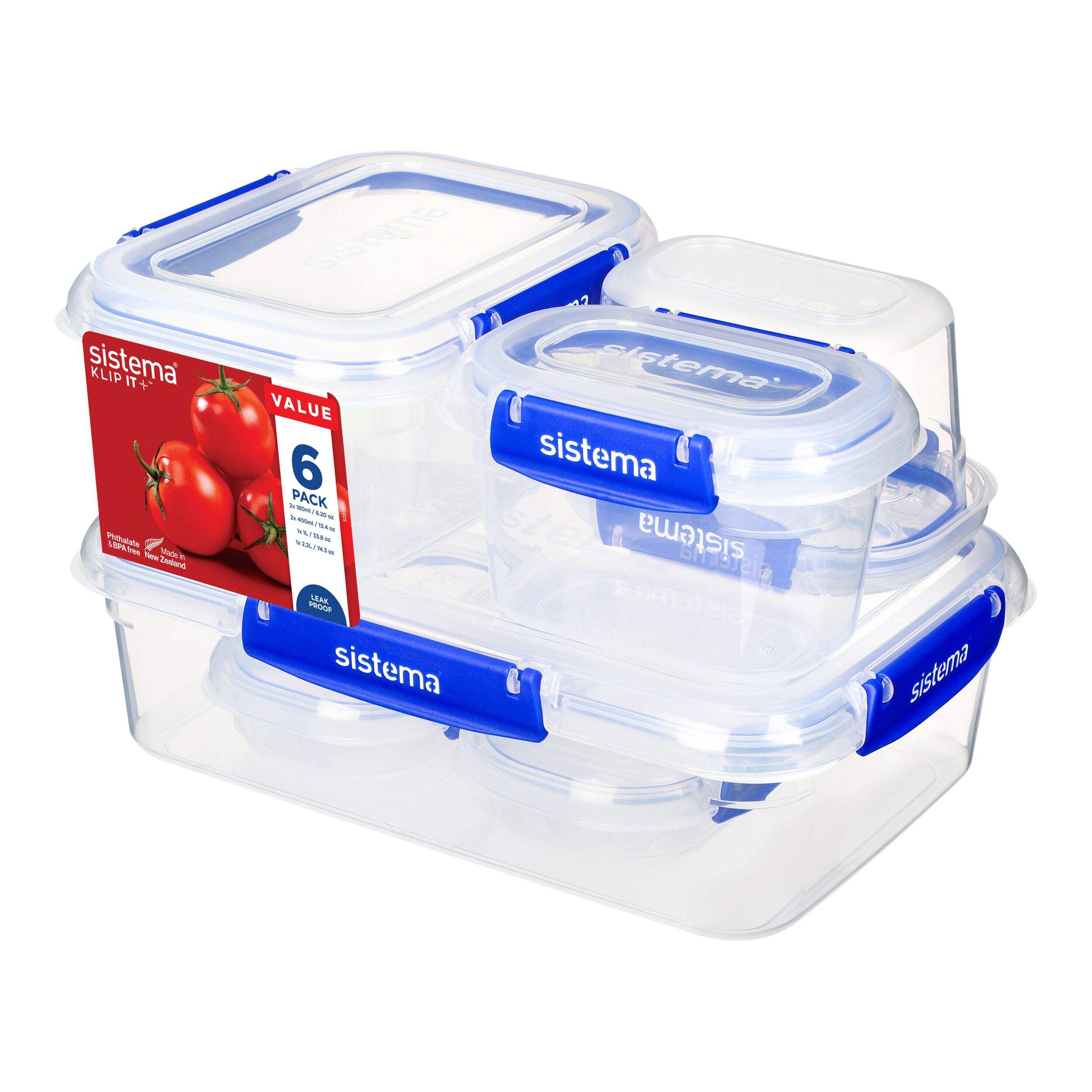 Sistema Airtight Rectangular Food Storage Container Starter Set with Leakproof Seal, 12-pc Front_Angled_Left