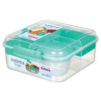 Sistema Bento Cube to Go Food Storage Container with Easy-Locking Clips, 1.25-L