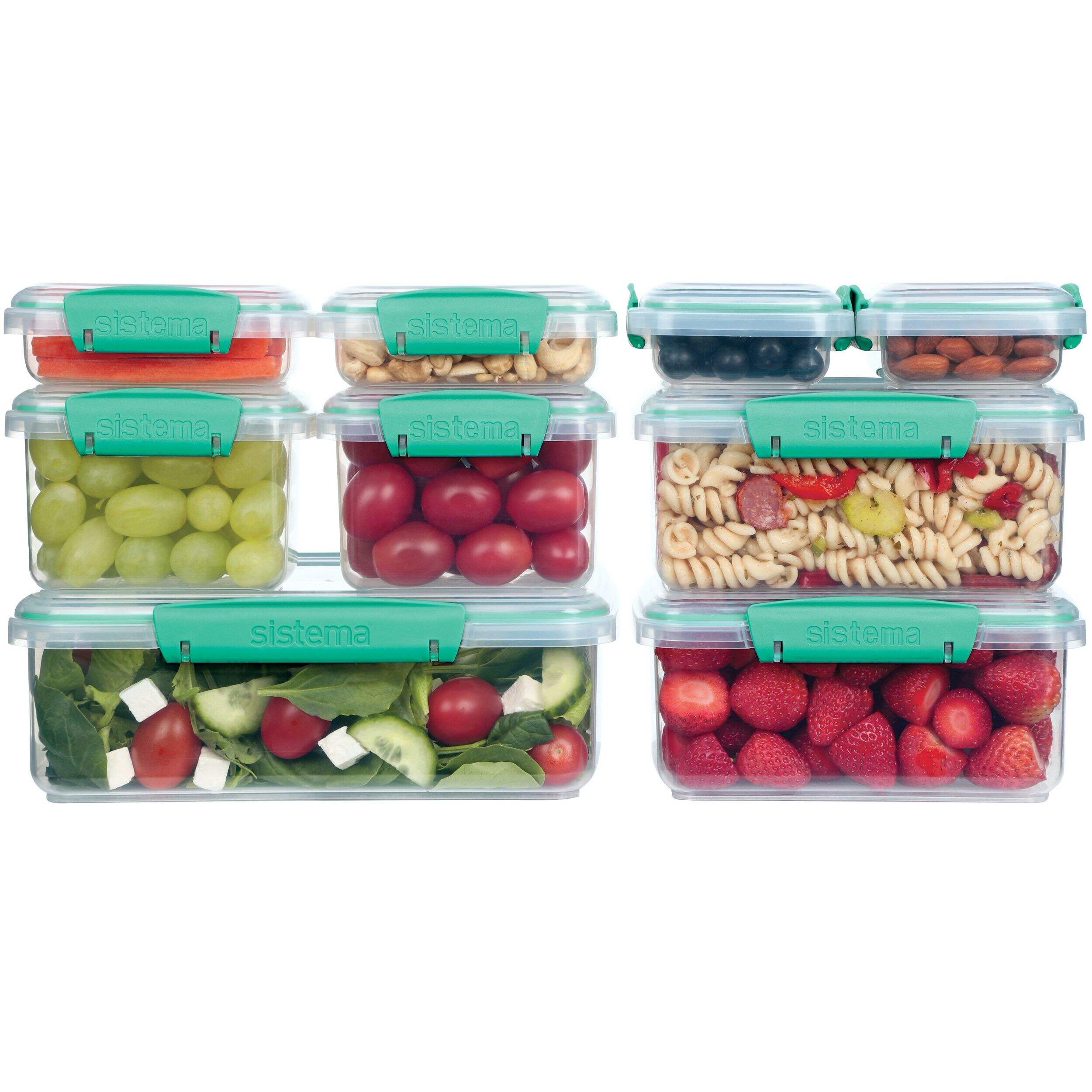 Sistema To Go Rectangular Food Storage Container Set with Removable Dividers, 18-pc Front_Flat
