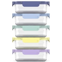 ello Colour Lock Glass Meal Prep Food Storage Container Set with Leakproof Lids, 10-pc
