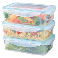 Contenants pour aliments en plastique Master Chef avec couvercle à pression, 1 L, paq. 6 Front_Angled_Left