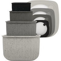 Master Chef Square Bowl Food Storage Container Set with Lid, Grey, 4-pc Composite_or_Mixed